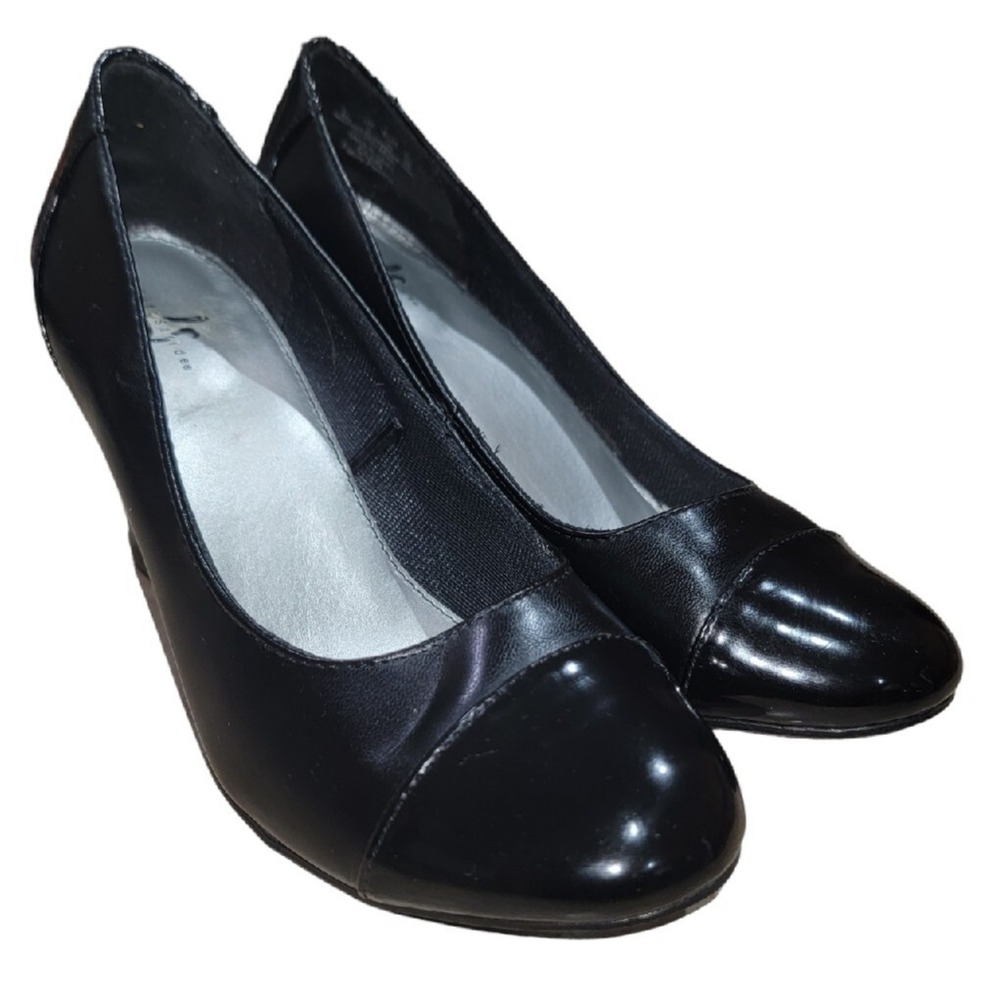 Life Stride Cajun Women's Black Dress Pumps Heels Patent Round Toe Size 8 M